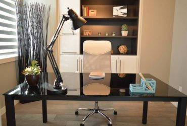 Black Study Lamp On Black Table 159839