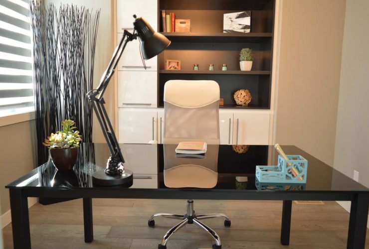 Black Study Lamp On Black Table 159839
