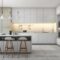 3d rendering white modern design kitchen with lamp