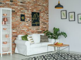 Industrial living room with couch