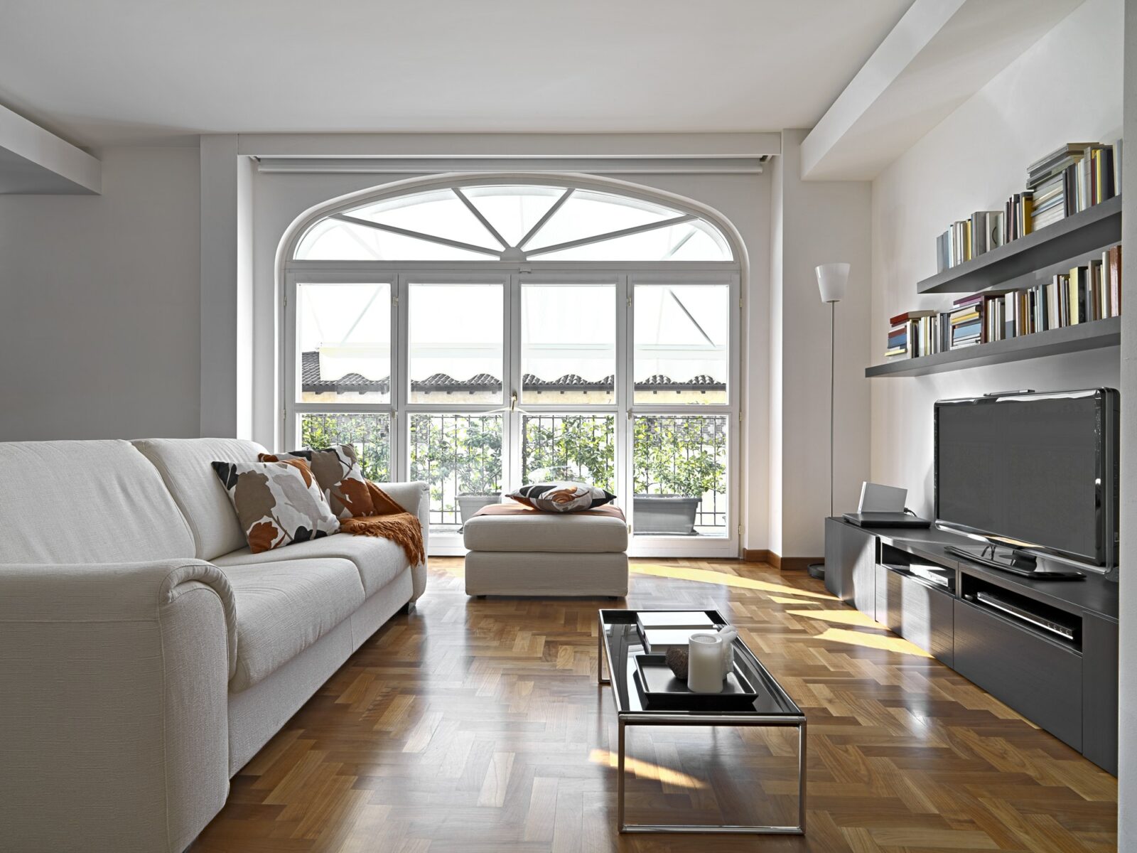 Interiors of a Modern Living Room with Wood Floor