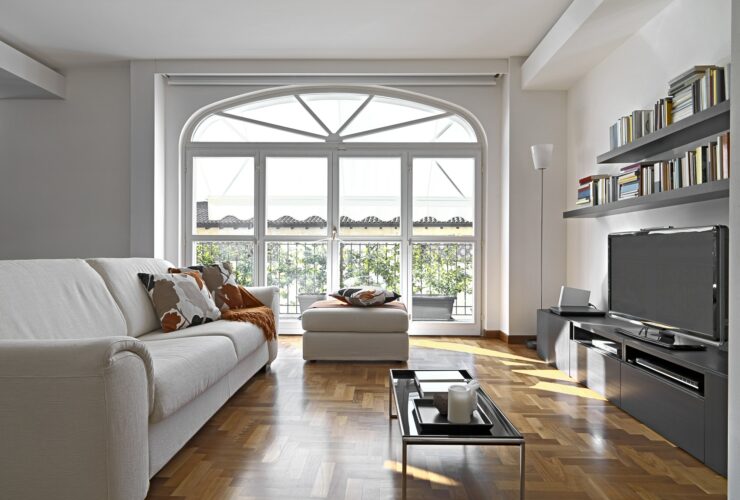 Interiors of a Modern Living Room with Wood Floor