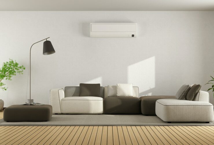 Living room with sofa and air conditioner
