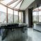 Luxurious bathroom with freestanding glossy bathtub