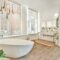 Luxury open bathroom with soaker tub