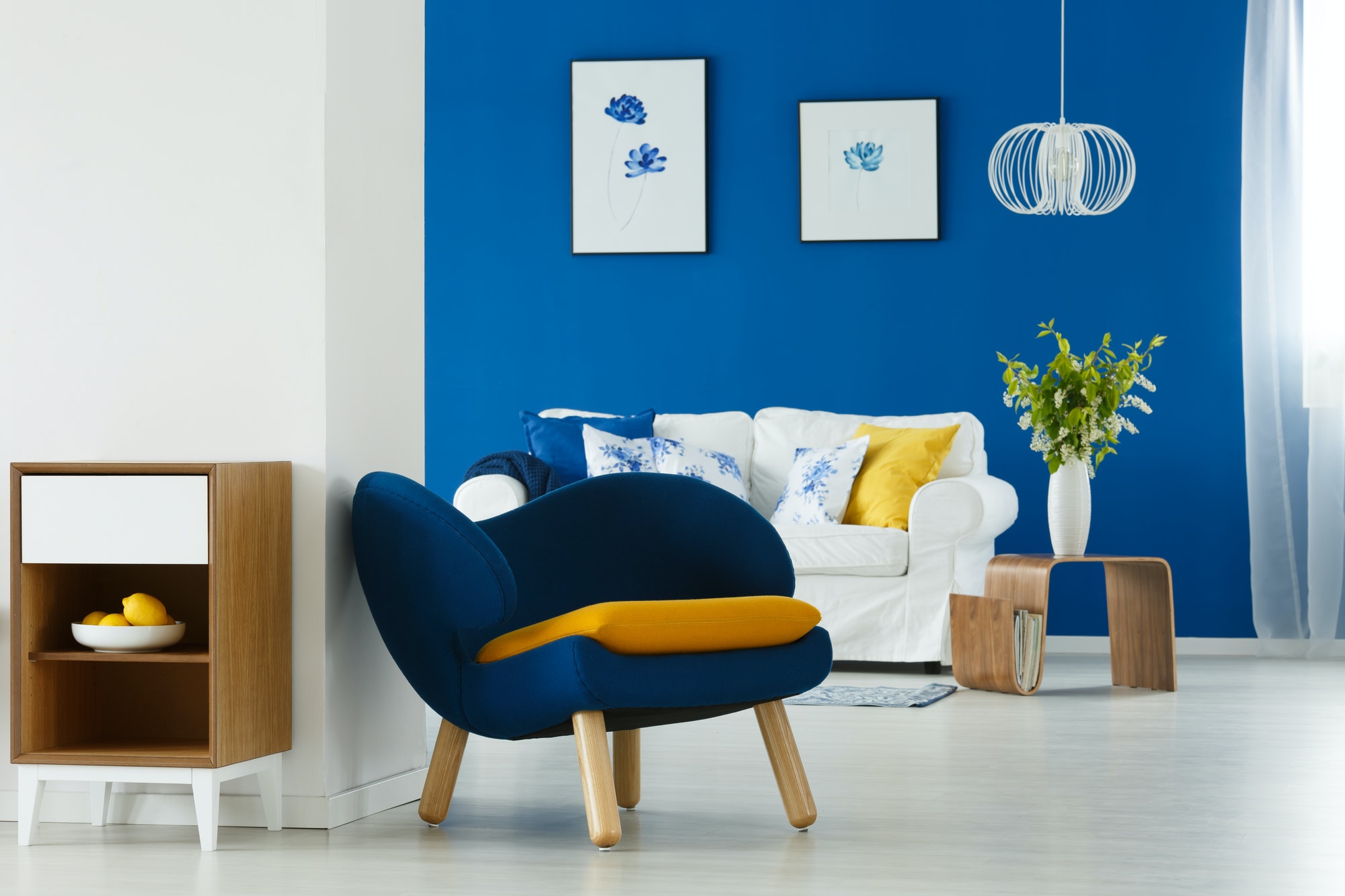 Modern furniture in living room