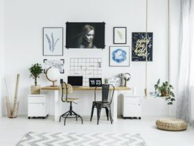 White working area with chairs