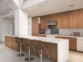 3d rendering contemporary wood kitchen