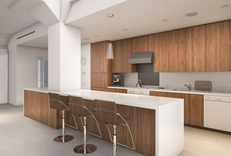 3d rendering contemporary wood kitchen