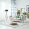 Black lamp standing by sofa