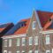 Close up of Modern row houses with solar panels