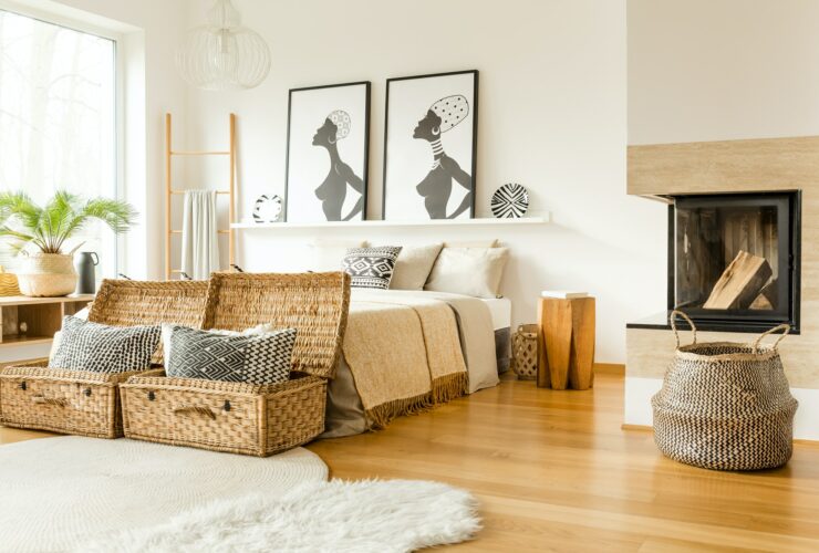 Fireplace in bedroom