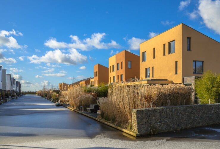Geometric family houses on the waterfront