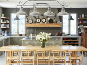 Home Interior With Open Plan Kitchen And Dining Area