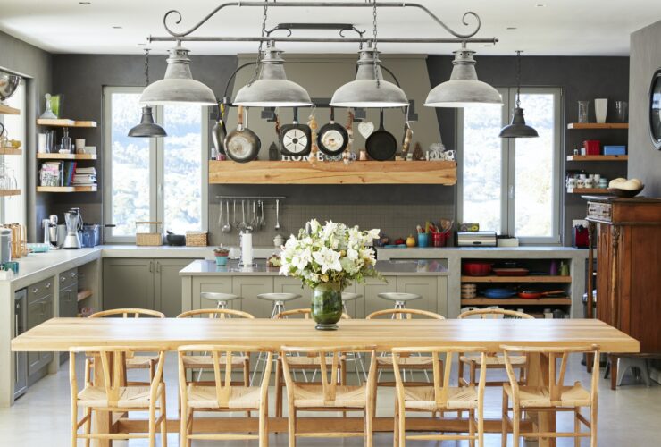 Home Interior With Open Plan Kitchen And Dining Area