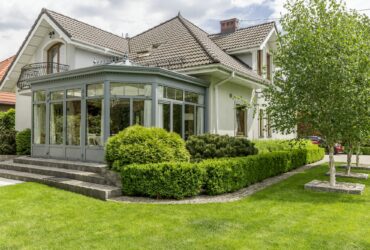 Modern house with glazed arbor
