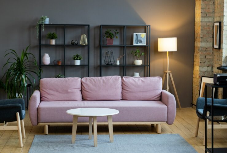Modern sofa in the room