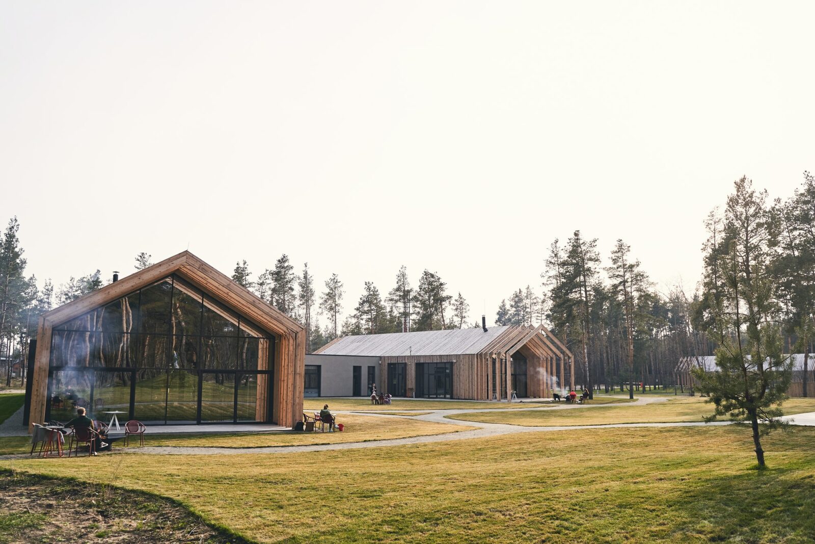 People spending their leisure time in a cottage estate