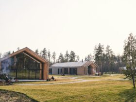 People spending their leisure time in a cottage estate