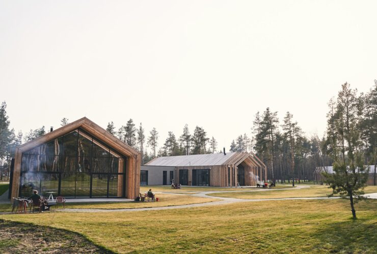 People spending their leisure time in a cottage estate