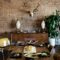 Rustic homey dining table with food