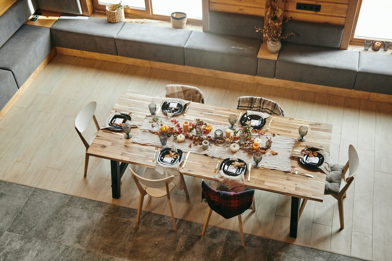 Served dining table in the dining room