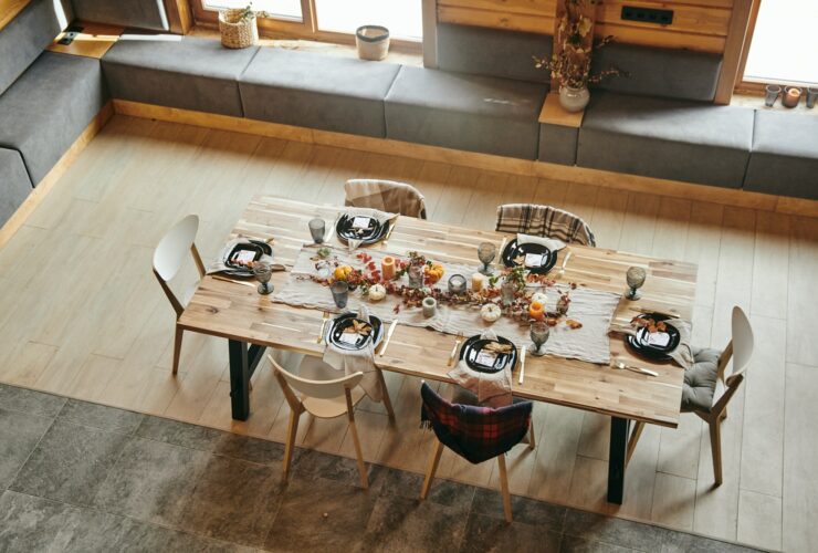 Served dining table in the dining room