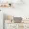 Simple interior, home office in kitchen during covid-19 quarantine