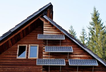 Solar panel on a wooden house