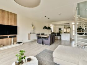 The interior of the house with open-plan