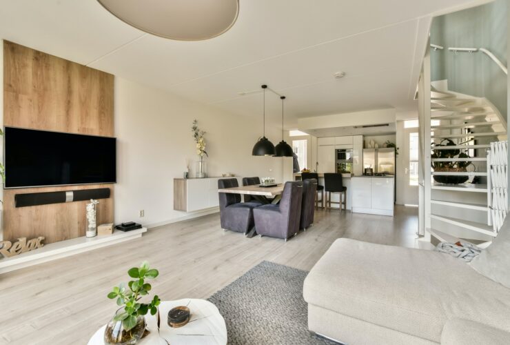 The interior of the house with open-plan