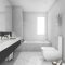 3d rendering white and black marble toilet and bathroom