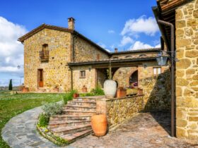 Beautiful exterior of an old villa in Tuscany