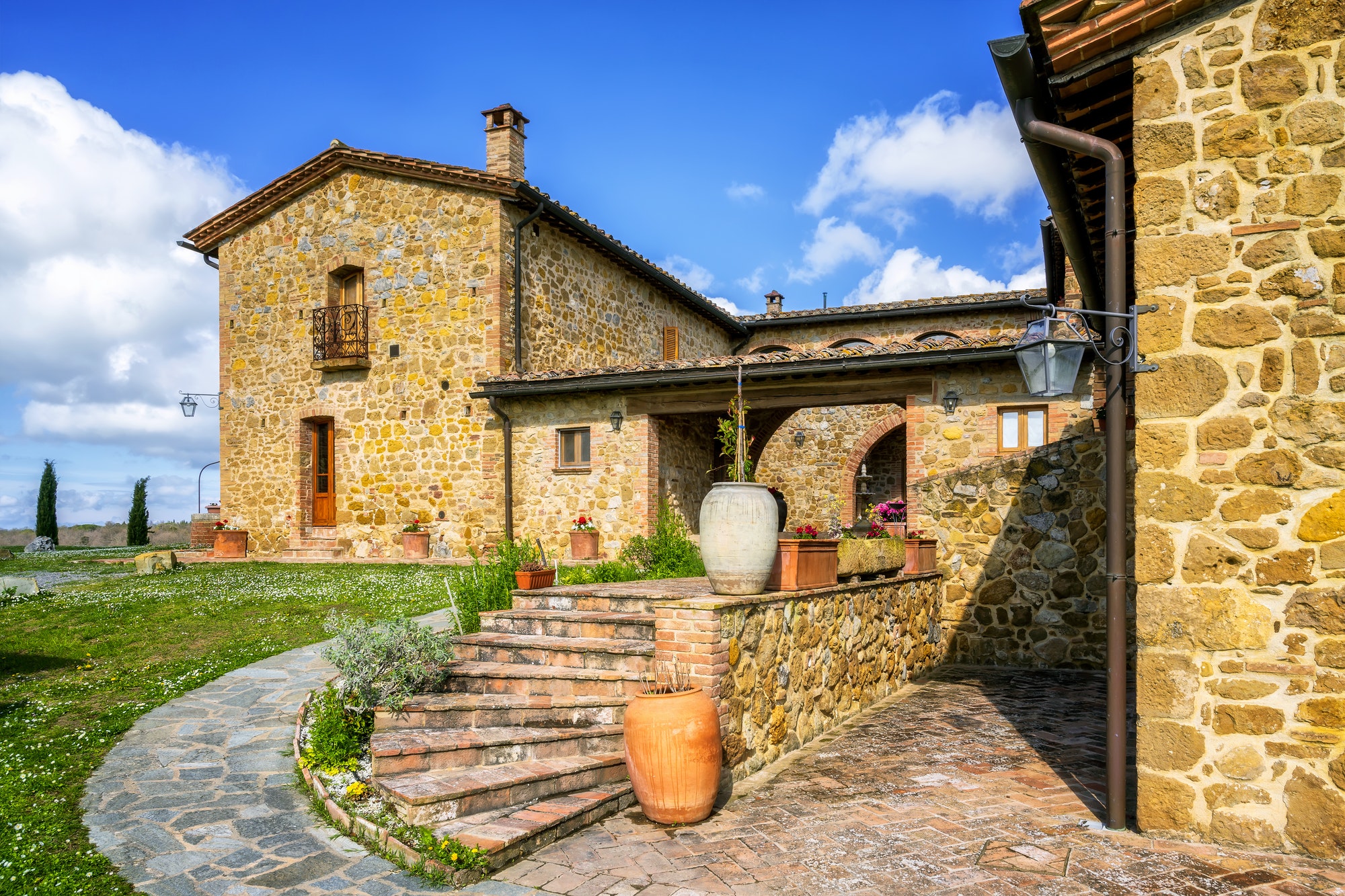 Beautiful exterior of an old villa in Tuscany