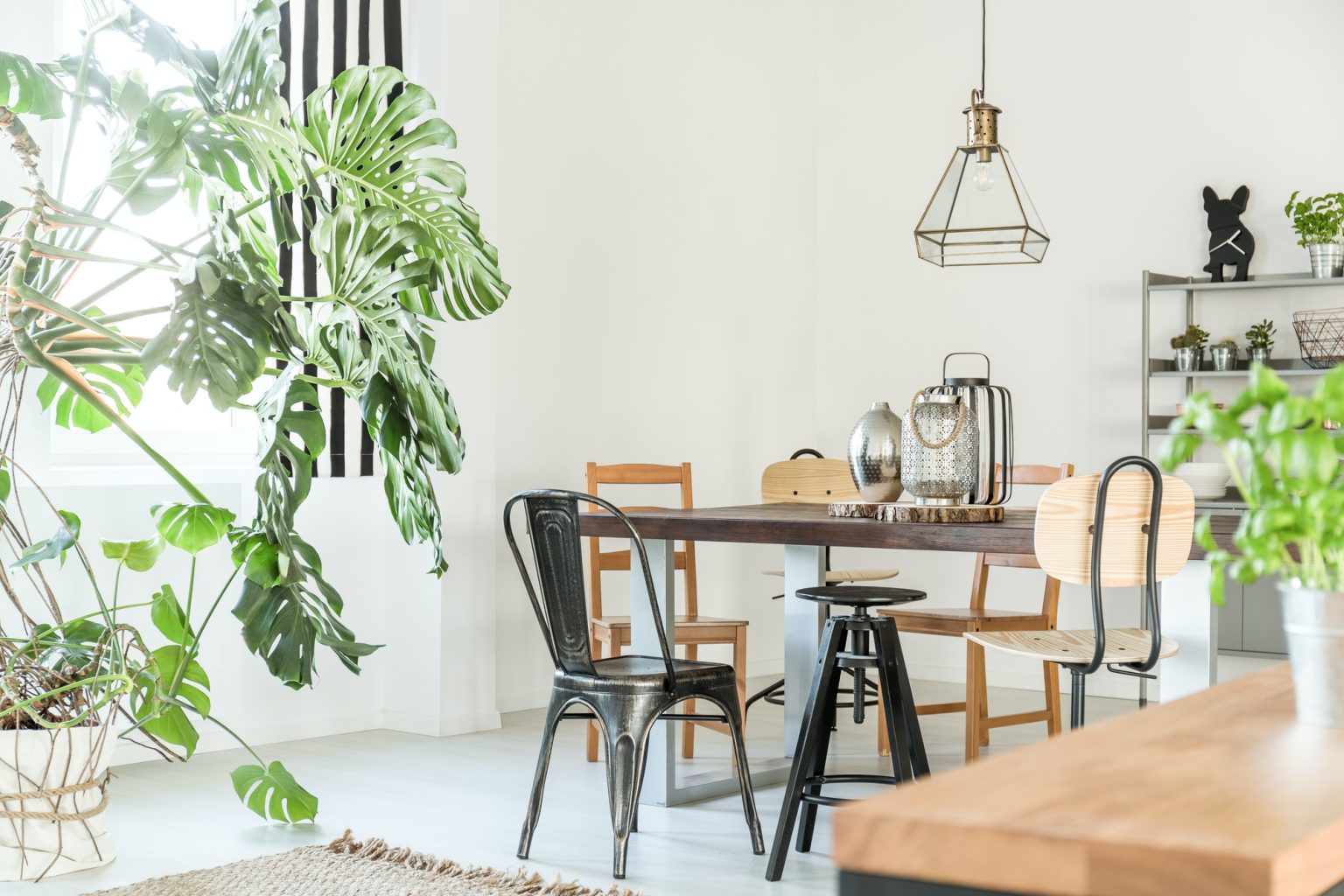 Image showcasing 6 Industrial Dining Room Interior Ideas In Metal And Dark Timber Materials