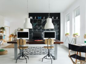 Bright interior with office desk