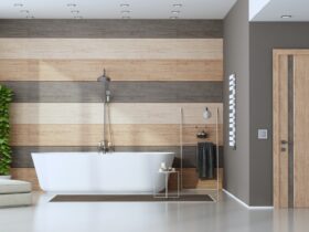 Contemporary bathroom with bathtub