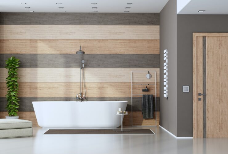Contemporary bathroom with bathtub