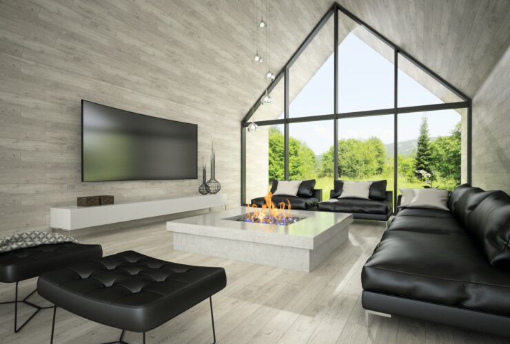 Interior of modern design living room 3D rendering