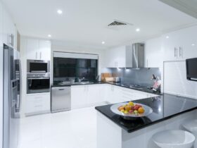 Modern kitchen in luxury mansion