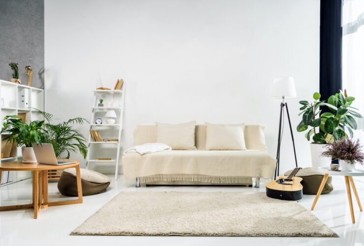 modern living room interior with white stylish furniture