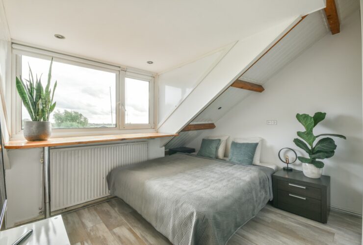 Small bedroom with wooden furniture