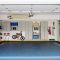 Surfboards and bicycles in empty garage