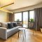 Urban style, cozy living room interior with industrial concrete