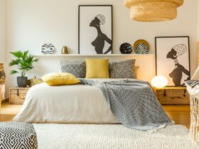 Warm modern bedroom interior