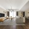 3d rendering modern dining room and living room with luxury decor