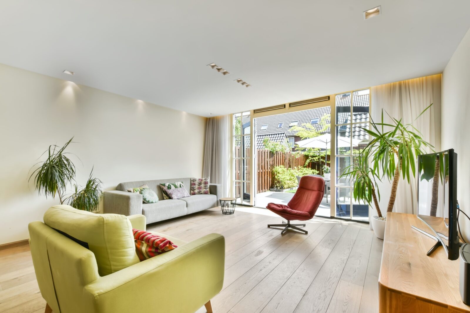 An open space with a small living room