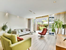 An open space with a small living room