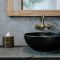 Black sink vintage copper faucet loft bathroom