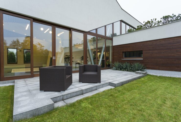 Modern mansion with patio